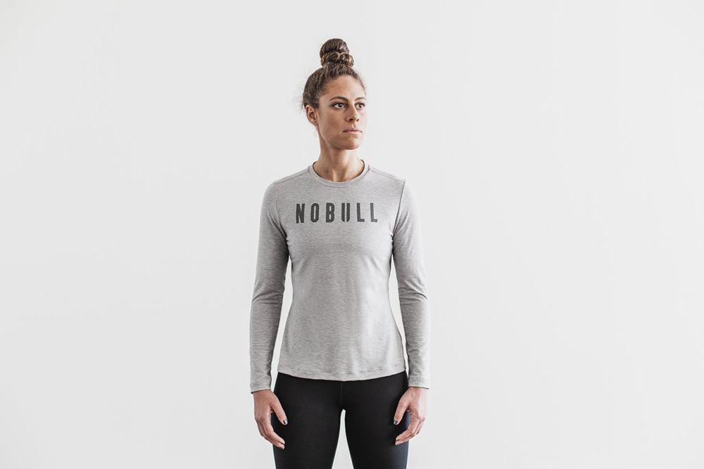 NOBULL Women's Long Sleeve Tee - Light Heather Grey - Ireland (2967ZYHSA)